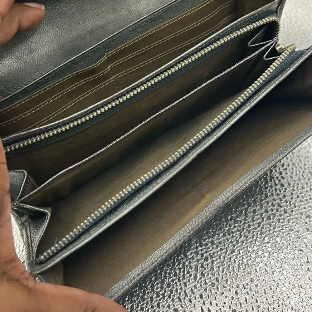 Hiroko Hayashi Women's Chrome Swirl Long Wallet Cardholder Artsy Avant Garde